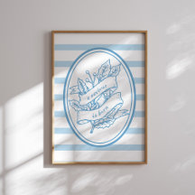 A Saviour Is Born Blue Holly Christmas Poster