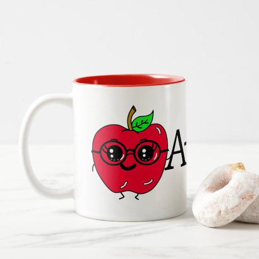A+ Schattige Apple Teacher Appreciation Gift Tweekleurige Koffiemok (Met donut)