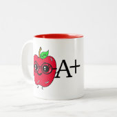 A+ Schattige Apple Teacher Appreciation Gift Tweekleurige Koffiemok (Voorkant links)