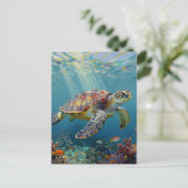 A Sea Turtle Themed Keeping in Touch Briefkaart (Staand voorkant)
