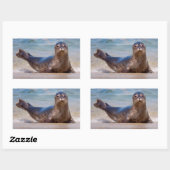 A seal on a beach along the Pacific Coast Rechthoekige Sticker (Vel)