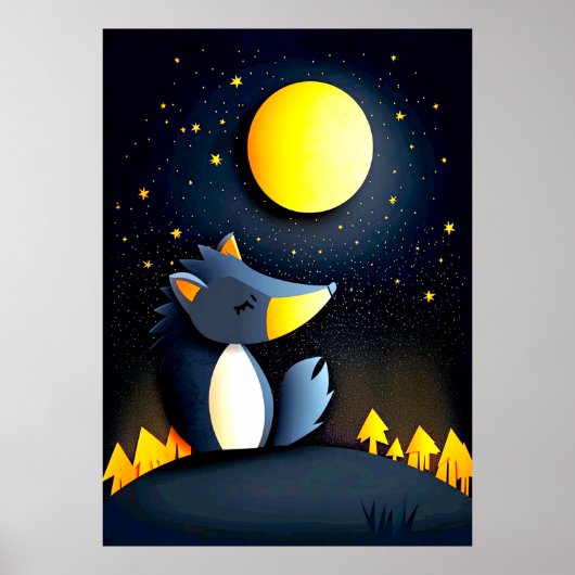 A serene wolf rests on a hill poster (Voorkant)