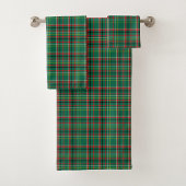 A set of three green plaid towels  bad handdoek