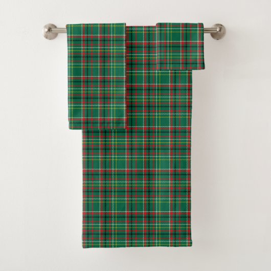 A set of three green plaid towels  bad handdoek (Insitu)