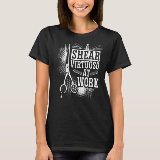 A Shear Virtuoso At Work Backprint Barber T-shirt (Voorkant)