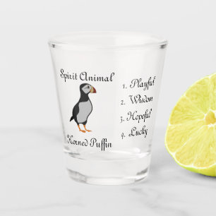 A Shot Adorable Puffin à cornes debout Carton en verre d