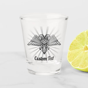 A Shot Aigle gris avec deux têtes en verre