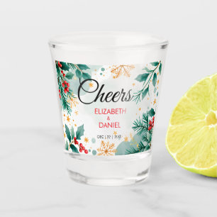 A Shot Aquarelle Holly Mariage Verre de tir de Noël