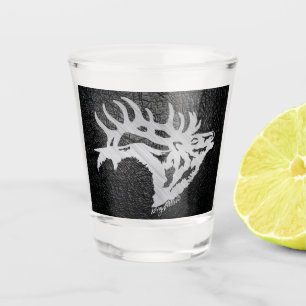 A Shot Argent Taureau Sur Cuir Noir Tiré Verre