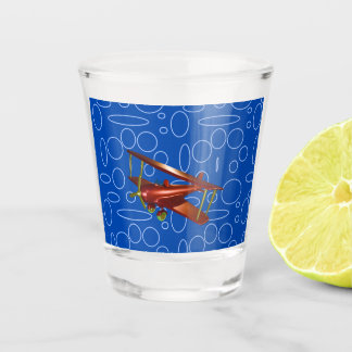 A Shot Bi-plan rouge sur le verre Cercles bleus et boucle