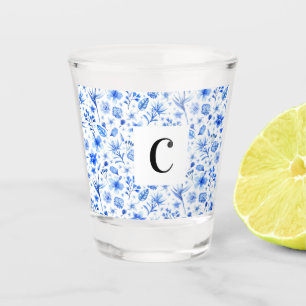 A Shot Bleu Bleu Feuille Motif 1,5oz verre de tir