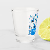 A Shot Bleu papillon en verre tourné (Gauche)