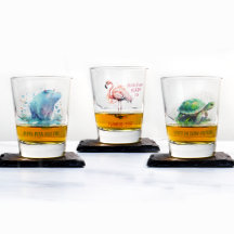 Chic Cadeau Aquarelle Bleu Hippo - Verre