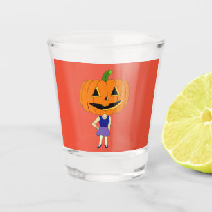 A Shot citrouille tête chibi fille verre tourné