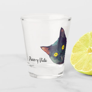 A Shot Cute Peeking Chat Purr-y Vida Verre de tir