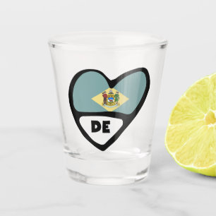 A Shot Delaware, Drapeau D'État En Coeur, Verre Tiré