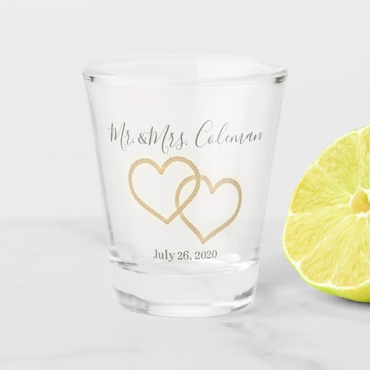 A Shot Faveur en verre faite sur commande de mariage - (Devant)