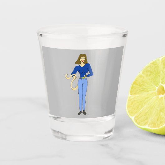 A Shot fille avec un verre à queue (Devant)