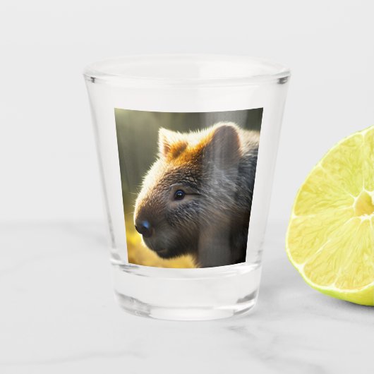A Shot Jeune Australien Wombat, Verre Tiré (Devant)