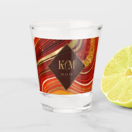 A Shot Mariage d'Agate Abstrait Hot Orange ID827 Verre de (Devant)