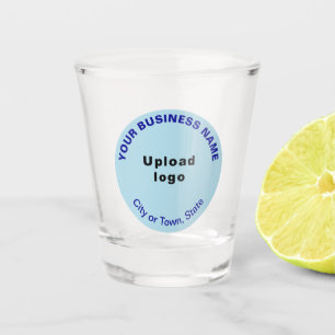 A Shot Marque d'affaires ronde bleu clair sur verre de ti