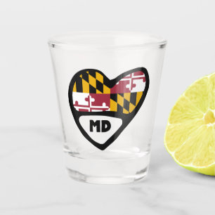 A Shot Maryland, Drapeau D'État MD Dans Le Coeur, Verre T