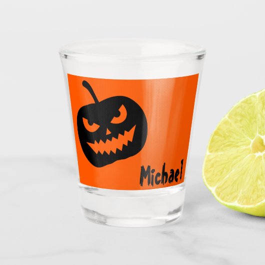 A Shot Nom, Halloween Jack-o'-lantern 1.5oz verre de tir (Devant)