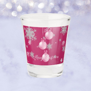 A Shot Ornements de Noël roses Verre de tir