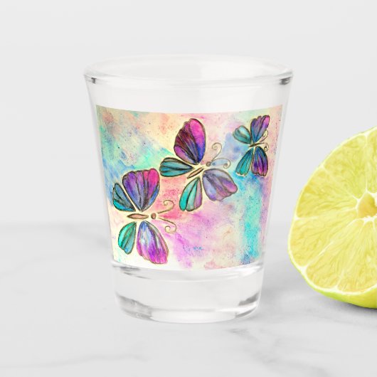 A Shot Papillons colorés Couleur Verre (Devant)