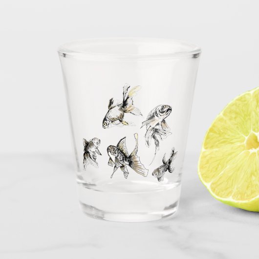 A Shot Poissons d'or Verre de tir - Peinture (Devant)