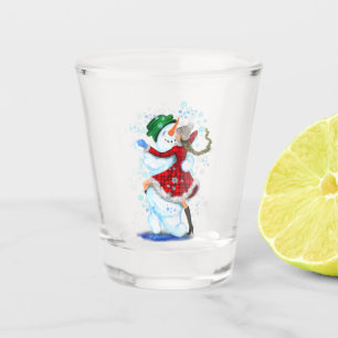 A Shot Snowman de Noël et danseuses de filles en verre de