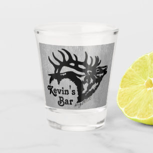 A Shot Taureau Sur Le Verre En Cuir Argent