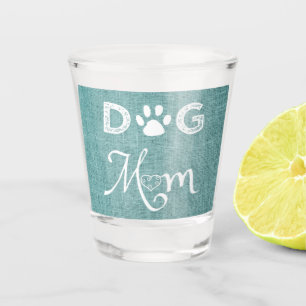 A Shot Turquoise Burlap Chien Maman Tirage verre