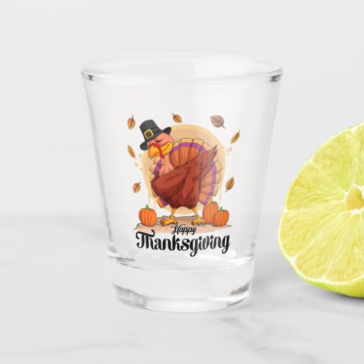 A Shot Typographie de bon thanksgiving Verre de tir (Devant)