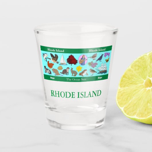 A Shot Verre commémoratif de l'État de Rhode Island (Devant)
