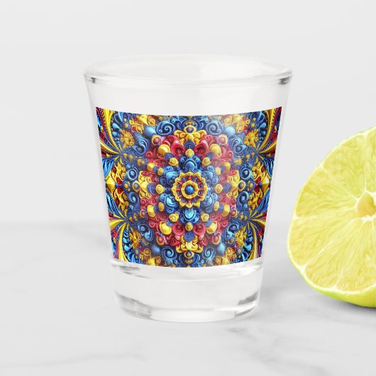 A Shot Verre de tir aux couleurs roumaines (Devant)