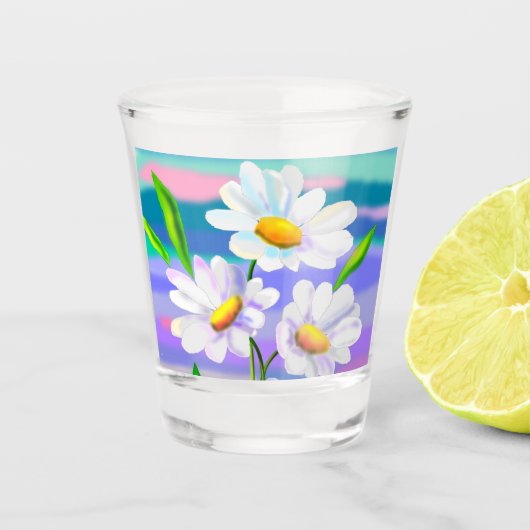 A Shot Verre de tir avec Fleurs de marguerite (Devant)
