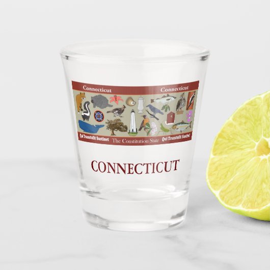 A Shot Verre de tir commémoratif de l'État du Connecticut (Devant)