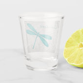 A Shot Verre de tir personnalisé de libellule turquoise (Dos)