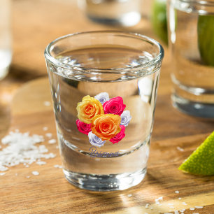 A Shot Verre Motif Rose en fleurs personnalisé