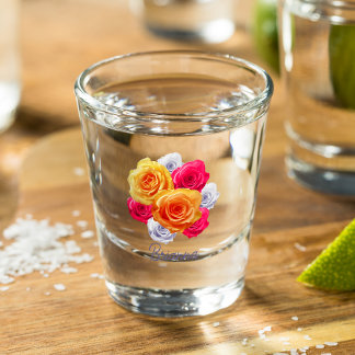 A Shot Verre Motif Rose en fleurs personnalisé