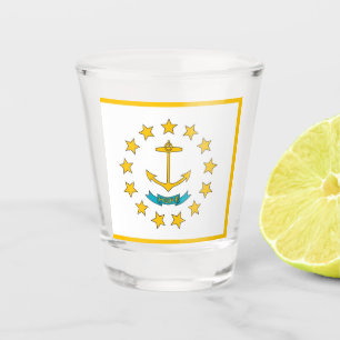 A Shot Verre photographié patriotique avec drapeau de Rho