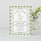 A Silly Goose Baby Shower Invitation Vintage Sage (Debout devant)