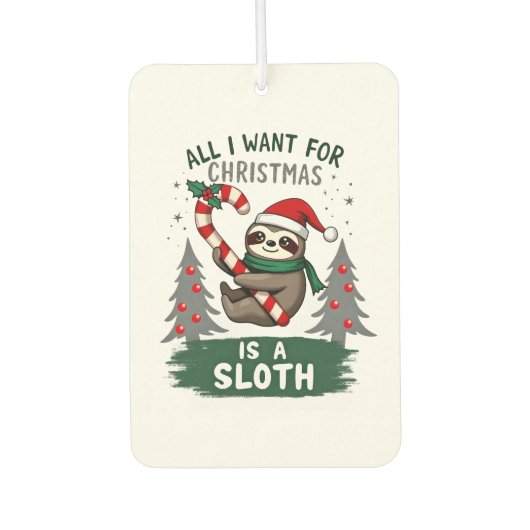 A Sloth For Christmas. Cute, Christmas Sloth With  Luchtverfrisser (Voorkant)