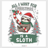 A Sloth For Christmas. Cute, Christmas Sloth With Sticker (Vel)