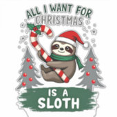 A Sloth For Christmas. Cute, Christmas Sloth With Sticker (Voorkant)