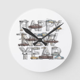 a smart happy new year design for cars lovers  ronde klok