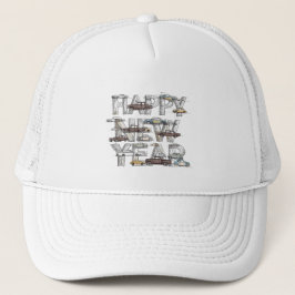 a smart happy new year design for cars lovers  trucker pet