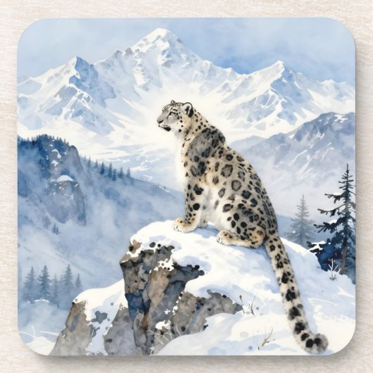 A Snow Leopard on Snowy Peak Bier Onderzetter (Voorkant)