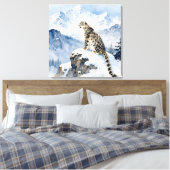 A Snow Leopard on Snowy Peak Canvas Afdruk (Insitu (Slaapkamer))